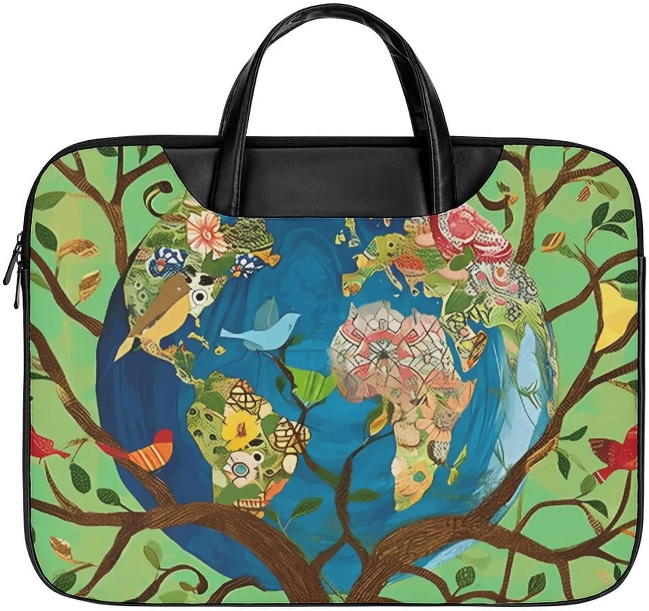 Tree of Earth Leather Laptop Bag Laptop Briefcase Waterproof Durable Portable Bag Portable Laptop Bag Business Office 16.5 * 12.6IN
