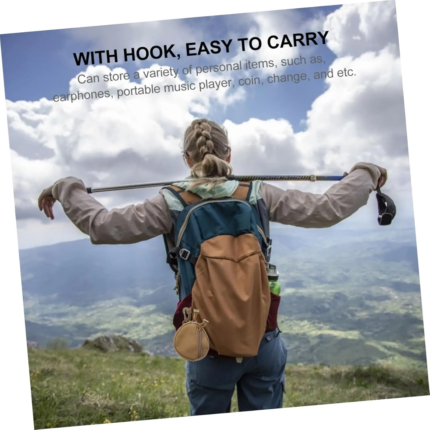 Utility Purse Hanging Storage Pouch for Belt Backpack Travel Waist Bag Organizer for Men Multi use Gadget Pouch for Hiking Camping Tool Phone