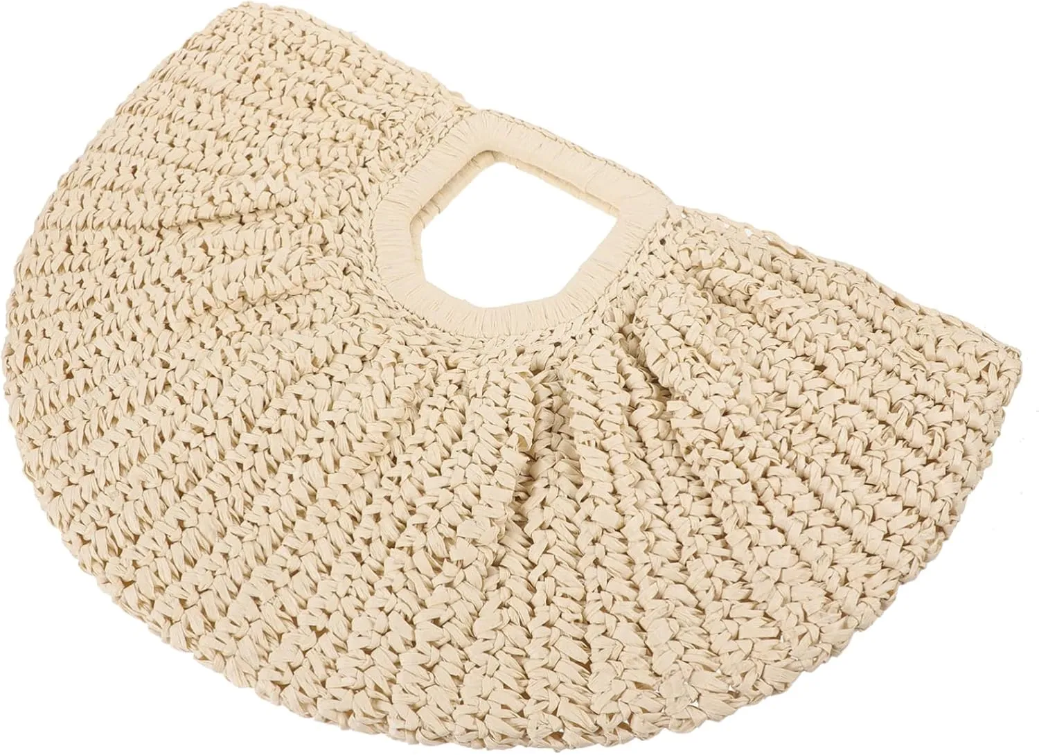 VALICLUD to Weave Moon Handbag Polyester Beige Woven Bag Beach Bags Women's