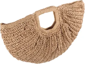 VALICLUD to Weave Moon Handbag Polyester Beige Woven Bag Beach Bags Women's