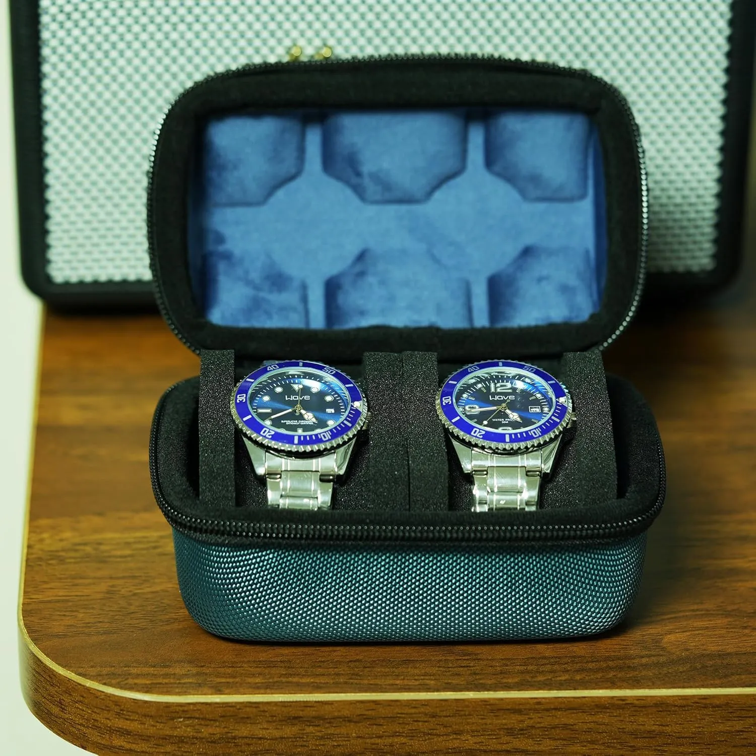 Watch travel case box for 2 watches, hard safe transfer case with soft protective pillow,fit most watches up to 60mm face