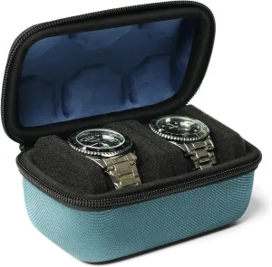 Watch travel case box for 2 watches, hard safe transfer case with soft protective pillow,fit most watches up to 60mm face