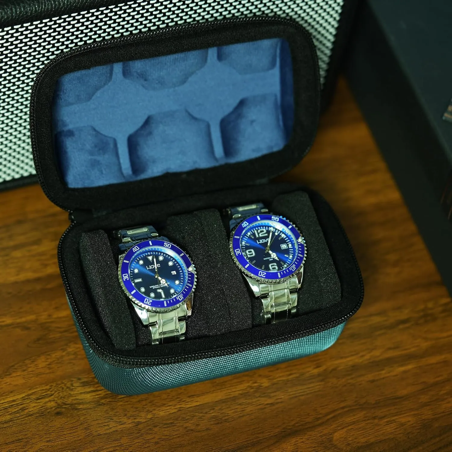 Watch travel case box for 2 watches, hard safe transfer case with soft protective pillow,fit most watches up to 60mm face