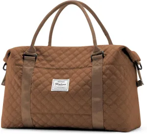 Weekender Bags for Women, Travel Duffel Overnight Carry on Bag with Toiletry Bag&Wet Pocket,Sugar Brown
