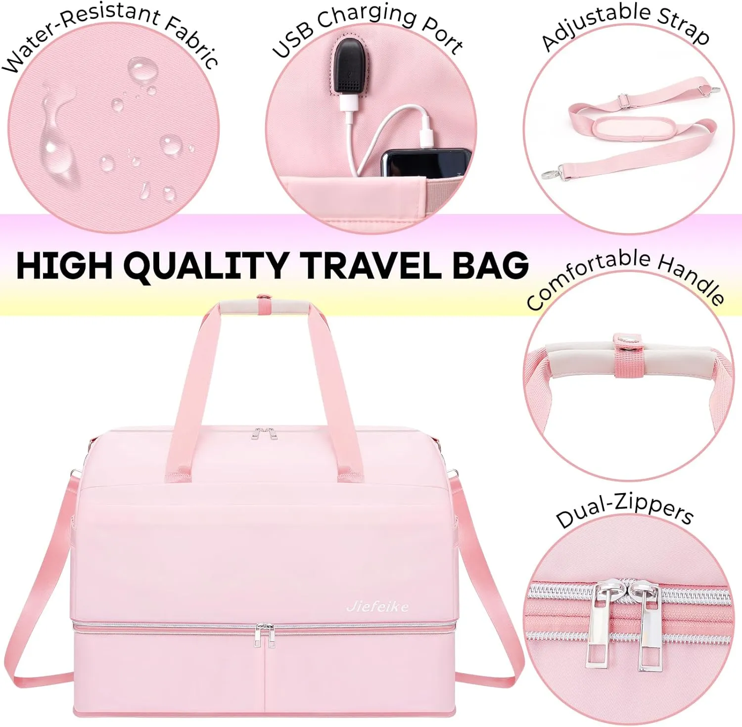 Weekender Bags for Women,Extra large 66L Expandable Travel Duffel Bag with Shoe Compartment,Overnight Bag with USB Charging, Waterproof Pocket,Carry On Backpack for Gym,Hospital,Beach