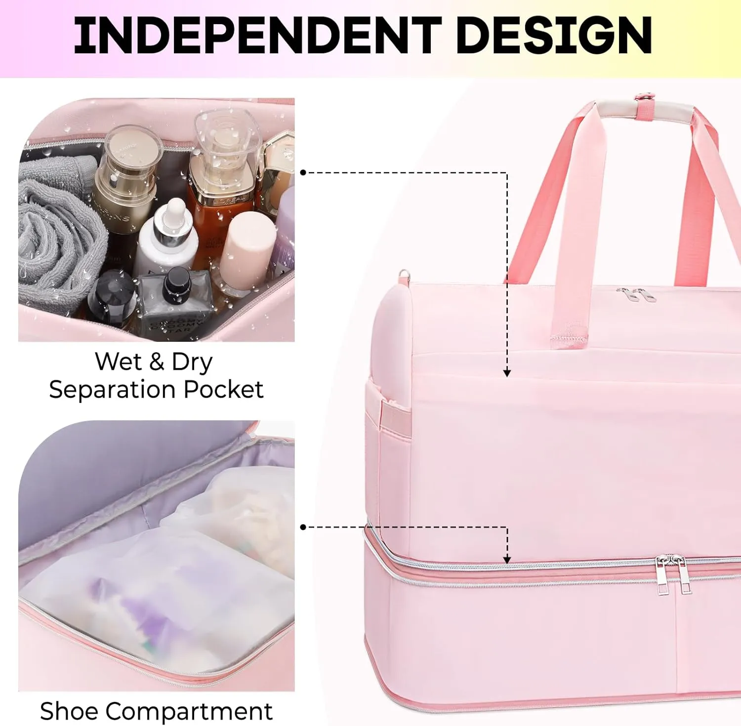 Weekender Bags for Women,Extra large 66L Expandable Travel Duffel Bag with Shoe Compartment,Overnight Bag with USB Charging, Waterproof Pocket,Carry On Backpack for Gym,Hospital,Beach