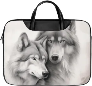 Wolf Mountain Leather Laptop Bag Laptop Briefcase Waterproof Durable Portable Bag Portable Laptop Bag Business Office 16.5 * 12.6IN