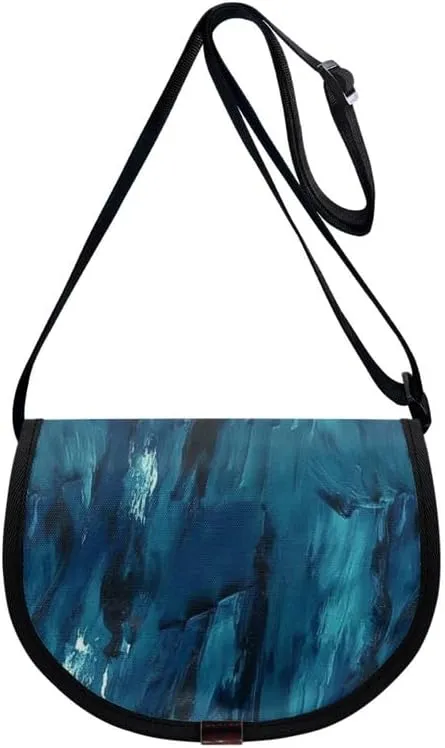 Women Aztec Boho Small Crossbody Bag Watercolor Galaxy Wolf Satchel Pack Minimalist Modern Semi Circle Messenger Bag