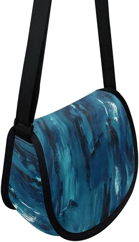 Women Aztec Boho Small Crossbody Bag Watercolor Galaxy Wolf Satchel Pack Minimalist Modern Semi Circle Messenger Bag