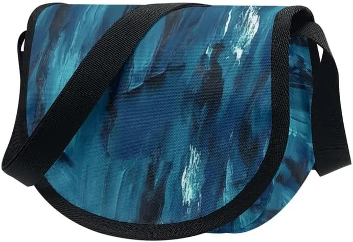 Women Aztec Boho Small Crossbody Bag Watercolor Galaxy Wolf Satchel Pack Minimalist Modern Semi Circle Messenger Bag