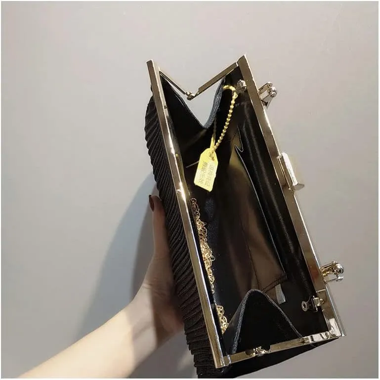 Women Evening Clutch Bag?Crinkled Shiny Large Capacity Shiny Handbags?Crossbody Shoulder Bag for Party Prom