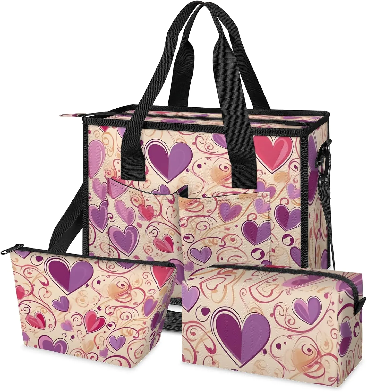 Women Fashion Tote Bag Wallet Shoulder Bags Set 3PCS Top Handle Satchel Purse Large Zippered Handbag Daily Use