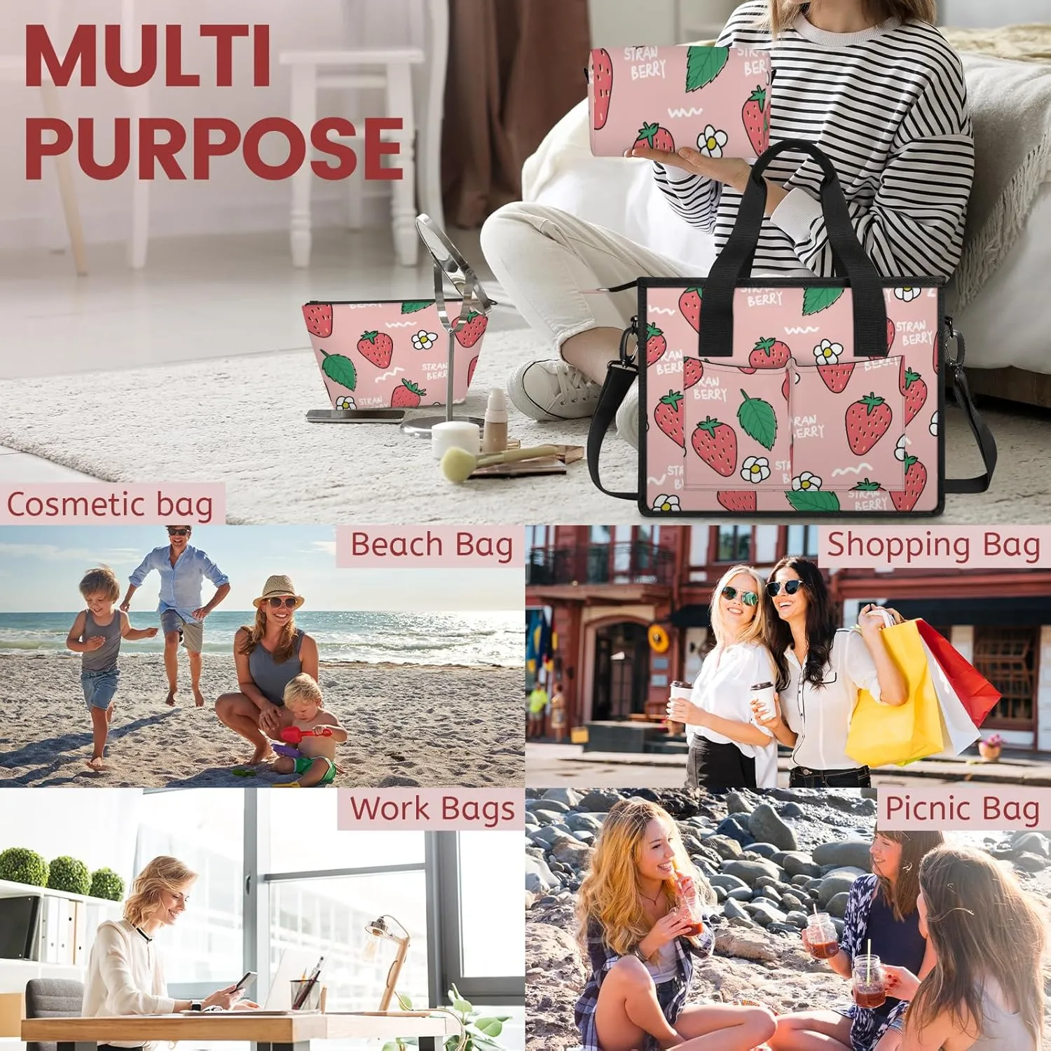 Women Fashion Tote Bag Wallet Shoulder Bags Set 3PCS Top Handle Satchel Purse Large Zippered Handbag Daily Use