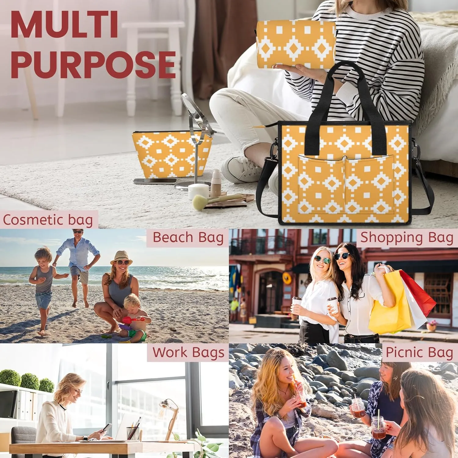 Women Fashion Tote Bag Wallet Shoulder Bags Set 3PCS Top Handle Satchel Purse Large Zippered Handbag Daily Use