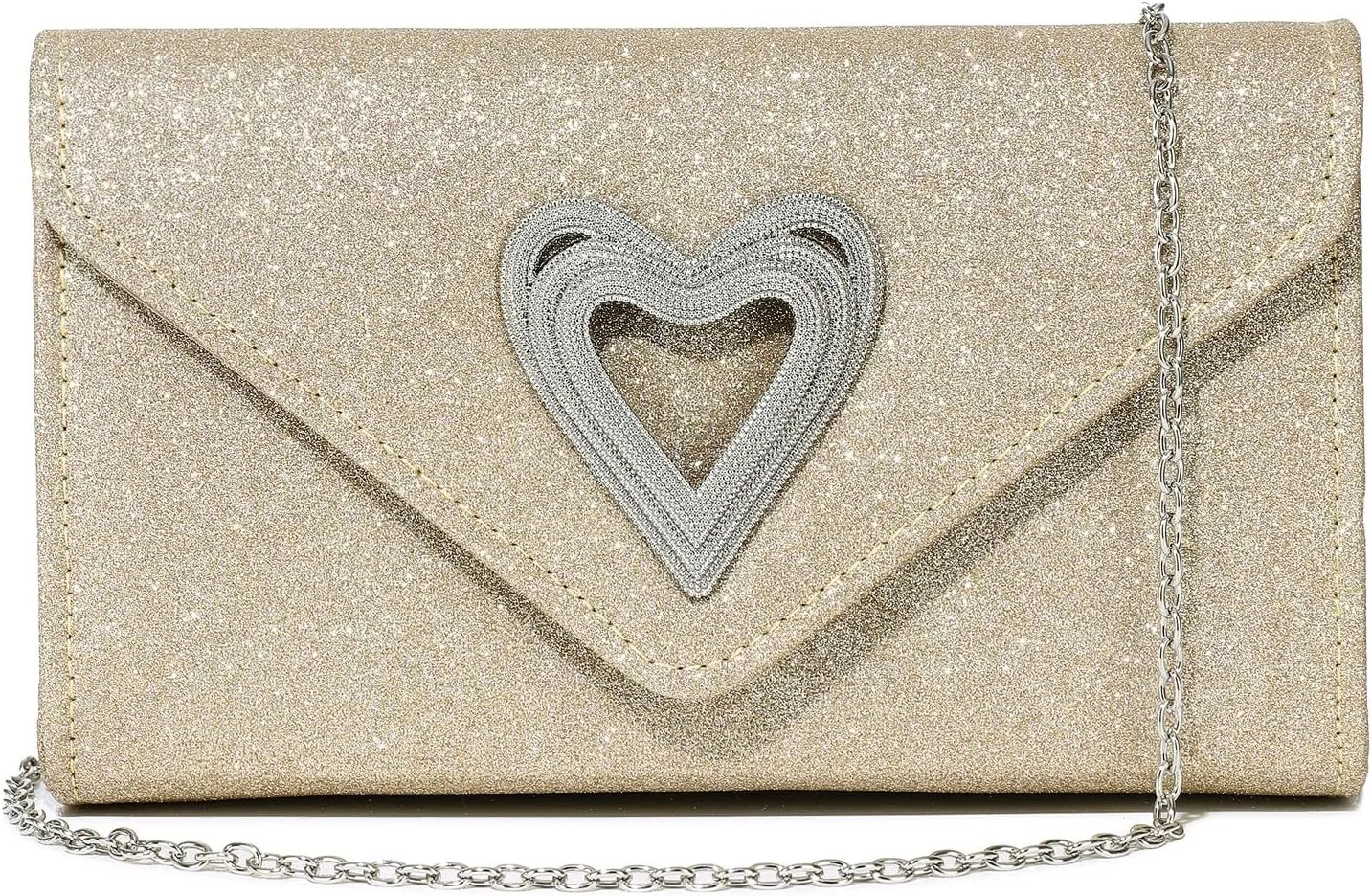 Women Heart Evening Bag Shiny Evening Clutch Purse for Women Sparkly Wedding Shiny Party Prom Purse Dressy Clutch Bags