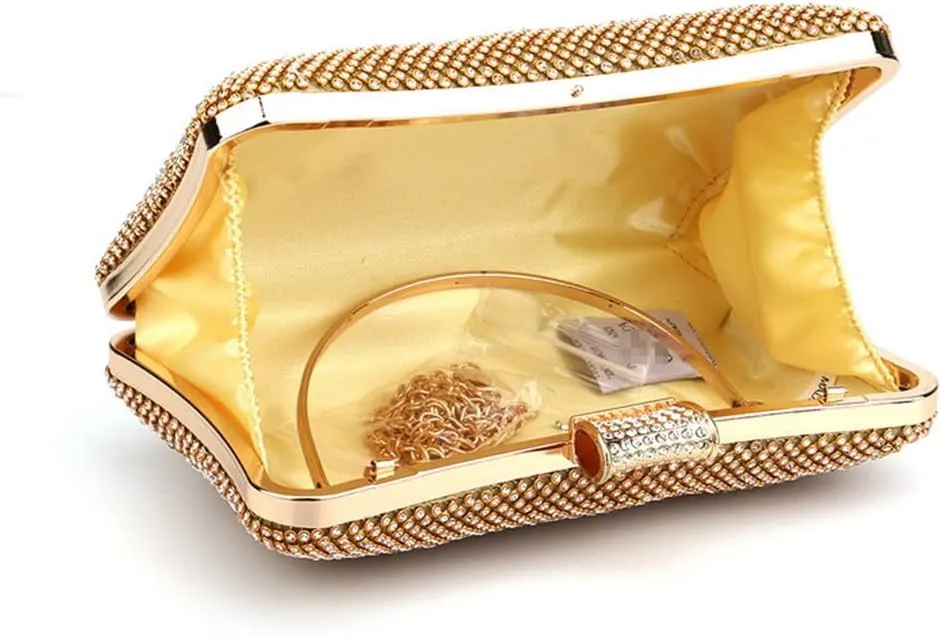 Women's Clutch Bag Handmade Rhinestones Evening Bag Shiny Crystal Dinner Party Wedding Handbag Shoulder Bags