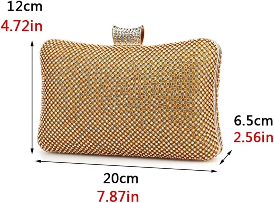Women's Clutch Bag Handmade Rhinestones Evening Bag Shiny Crystal Dinner Party Wedding Handbag Shoulder Bags