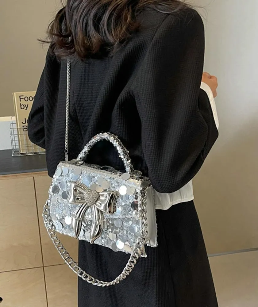 Womens Evening Bag Sparkly Sequin Bow Clutch Purse Glitter Prom Party Purses shoulder bags dressy clutch Handbags