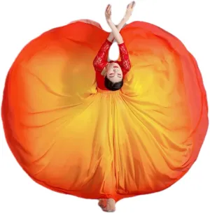 Women's Fairy Lyrical Dance Skirt 720 Gradient Color Swing Maxi Skirt Ballet Modern Dance Costume for Performance