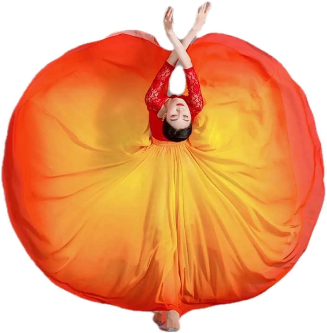 Women's Fairy Lyrical Dance Skirt 720 Gradient Color Swing Maxi Skirt Ballet Modern Dance Costume for Performance