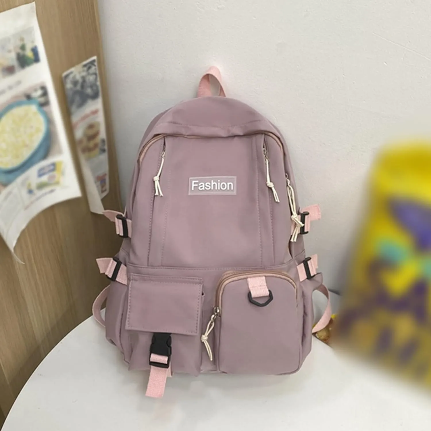 Women's Fashion Office Bags Soft Leather Backpacks Travel Bags Cute Tote Mini Vegan Leather Backpack for Woman(Purple)