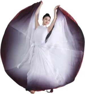 Women's Gradient Fairy Lyrical Dance Skirt 720 Double-Sided Long Swing Maxi Skirt Ballet Modern Dance Costumes