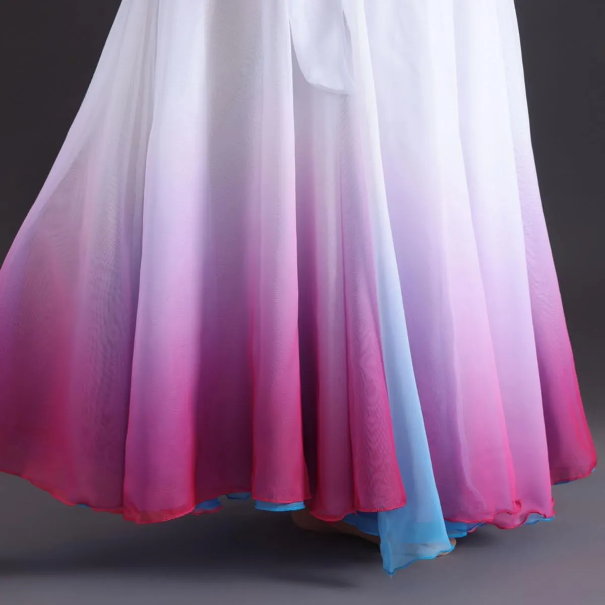 Women's Gradient Fairy Lyrical Dance Skirt 720 Double-Sided Long Swing Maxi Skirt Ballet Modern Dance Costumes