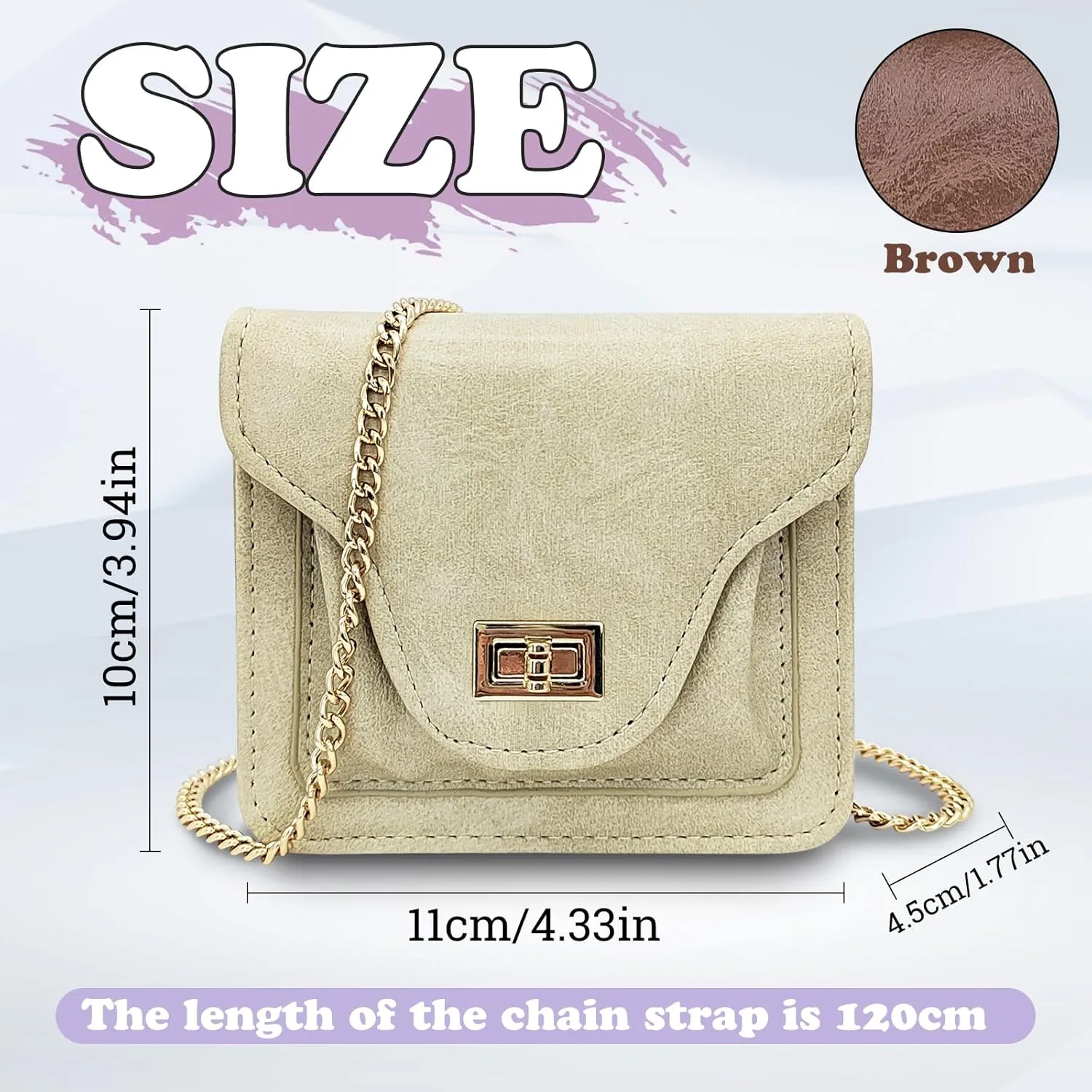Womens Lipstick Bag, Cute Portable Lipstick Pouch with Mirror and Metal Chain Small Bag, Portable Mini Cosmetic Bag (White)