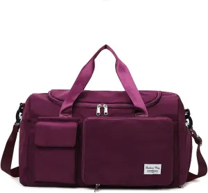 Womens Travel Bag Duffel Bag, Lightweight Double Shoulder Strap&Capacity Sports Tote Gym Bag,Weekender Overnight Bag with Wet Pocket for Women (Red)