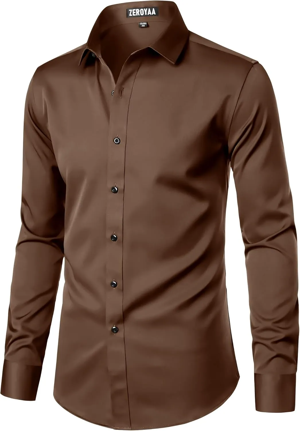 ZEROYAA Men's Long Sleeve Dress Shirt Modern Slim Fit Wrinkle-Free Casual Business Button Up Shirts