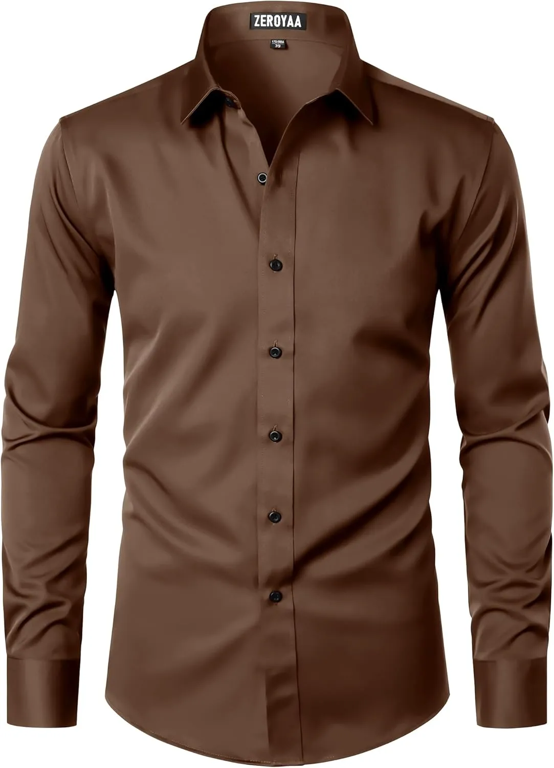 ZEROYAA Men's Long Sleeve Dress Shirt Modern Slim Fit Wrinkle-Free Casual Business Button Up Shirts