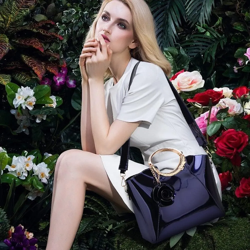 ZiMing Patent Leather Handbags for Women Top Handle Tote Bags Stylish Satchel Handbag Evening Bag Purses Ladies Shoulder Bags