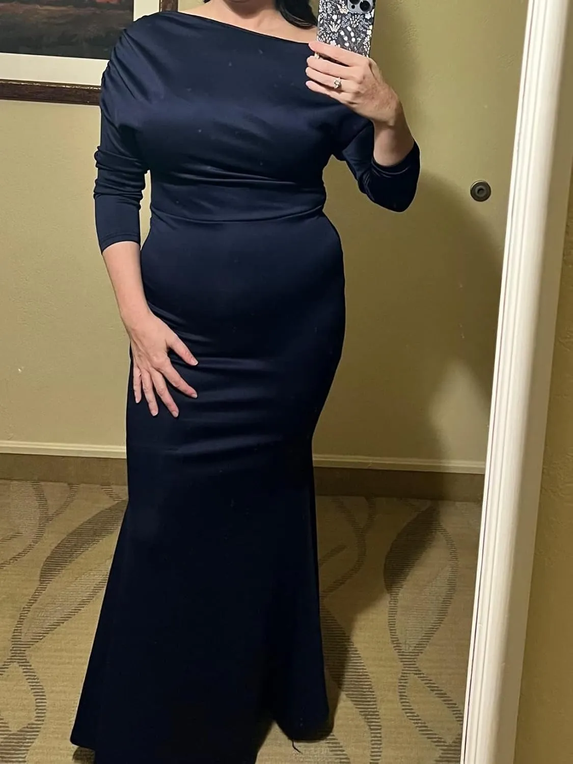 ZonJie Women's Evening Gowns Formal Elegant Long Sleeve Off Shoulder Party Dress Sexy Bodycon Wedding Guest Dresses